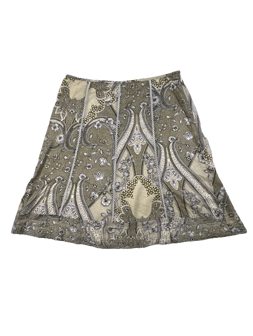Ann Taylor Petite 6P Paisley Gored A-Line Skirt Lined Cotton Mod Boho Career